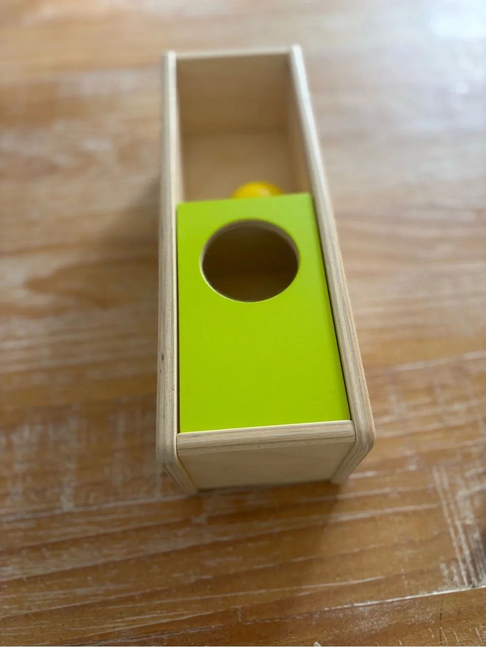 LOVEVERY Wooden Slide Top Drop Box Object Permanence Montessori Educational Toy